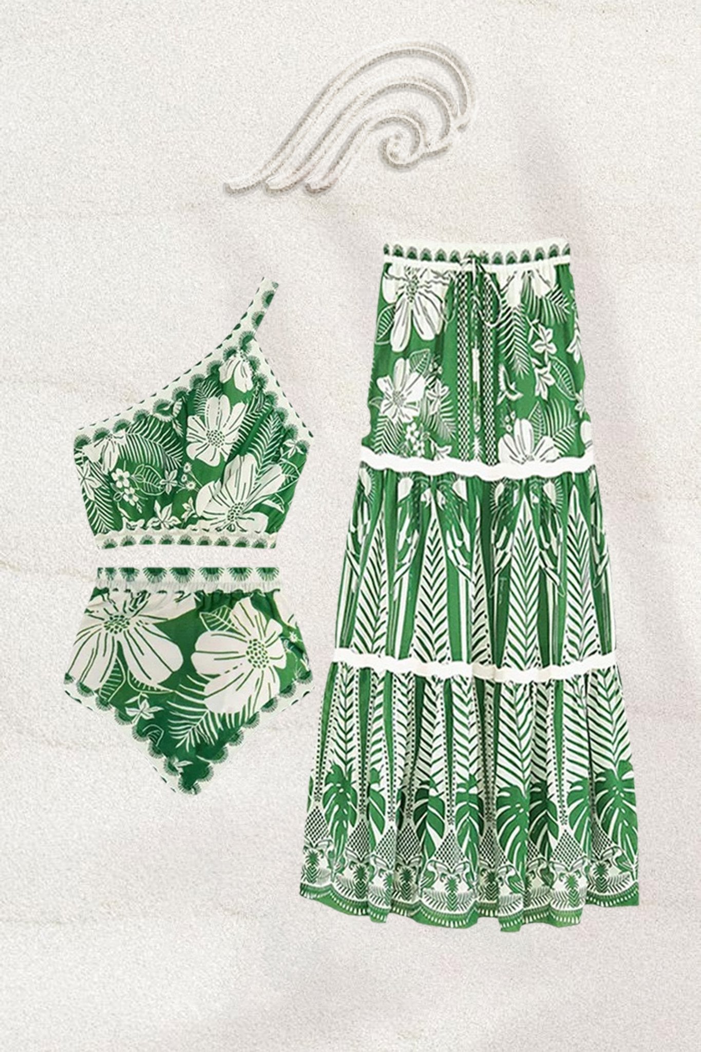 Jasmine Tek Omuz Tropikal Yüzme Seti