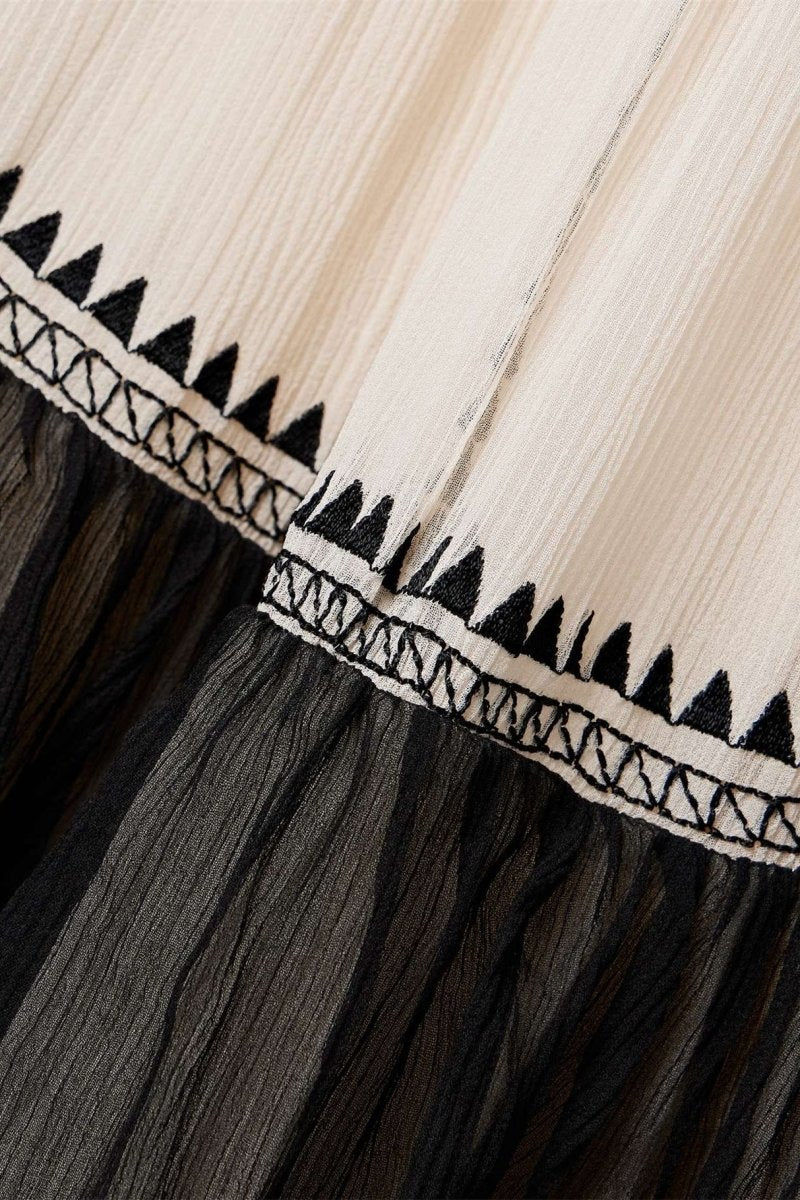 Jean Boyundan Bağlamalı Katlı Maxi Elbise