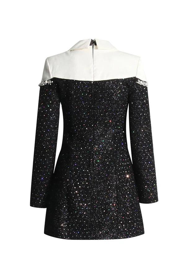 Jessie Uzun Kollu Payetler Tüvit Mini Elbise