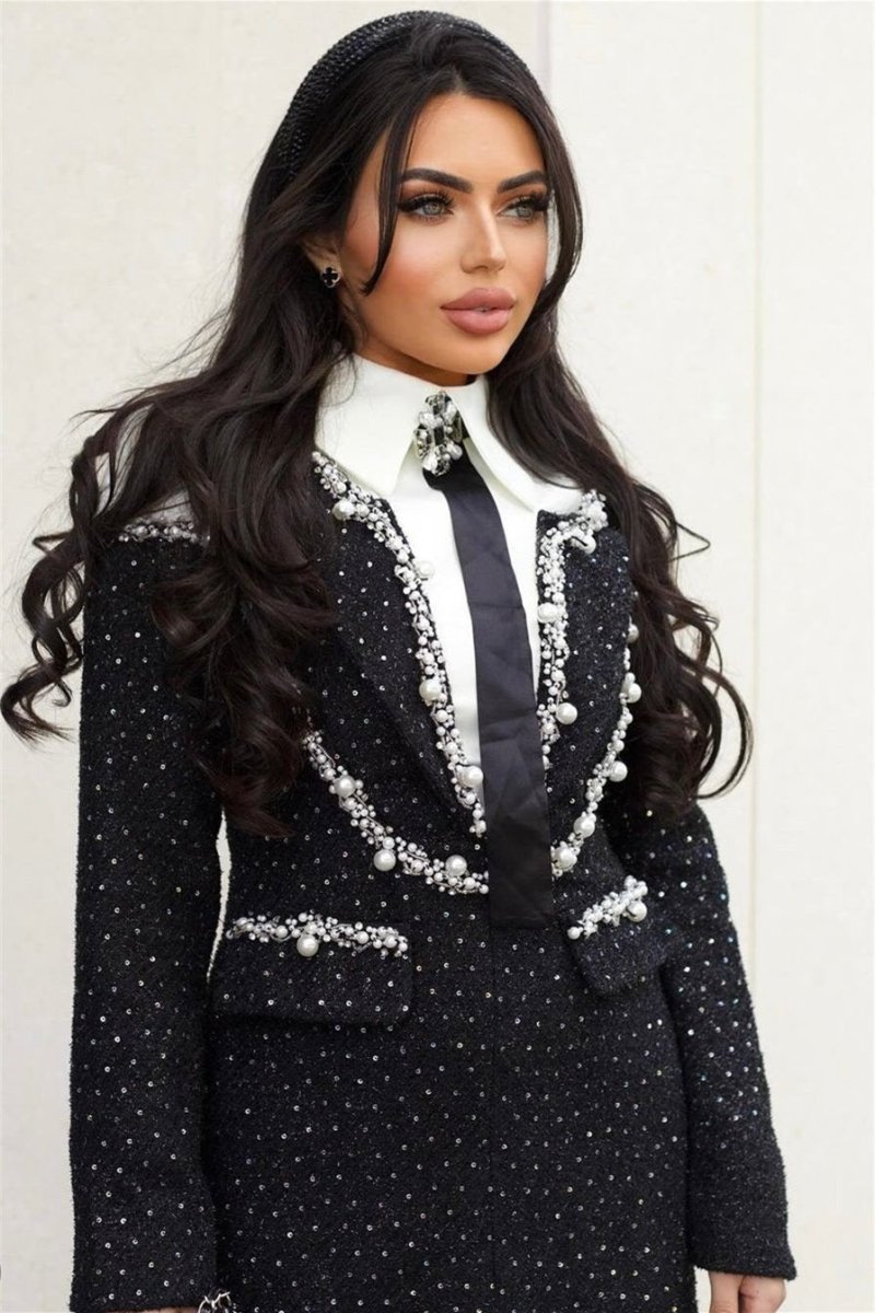 Jessie Uzun Kollu Payetler Tüvit Mini Elbise