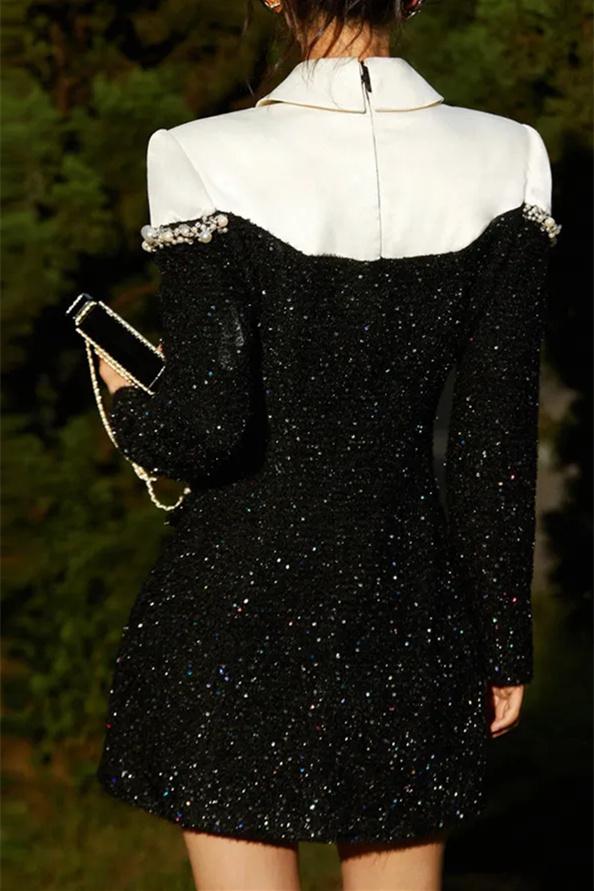 Jessie Uzun Kollu Payetler Tüvit Mini Elbise