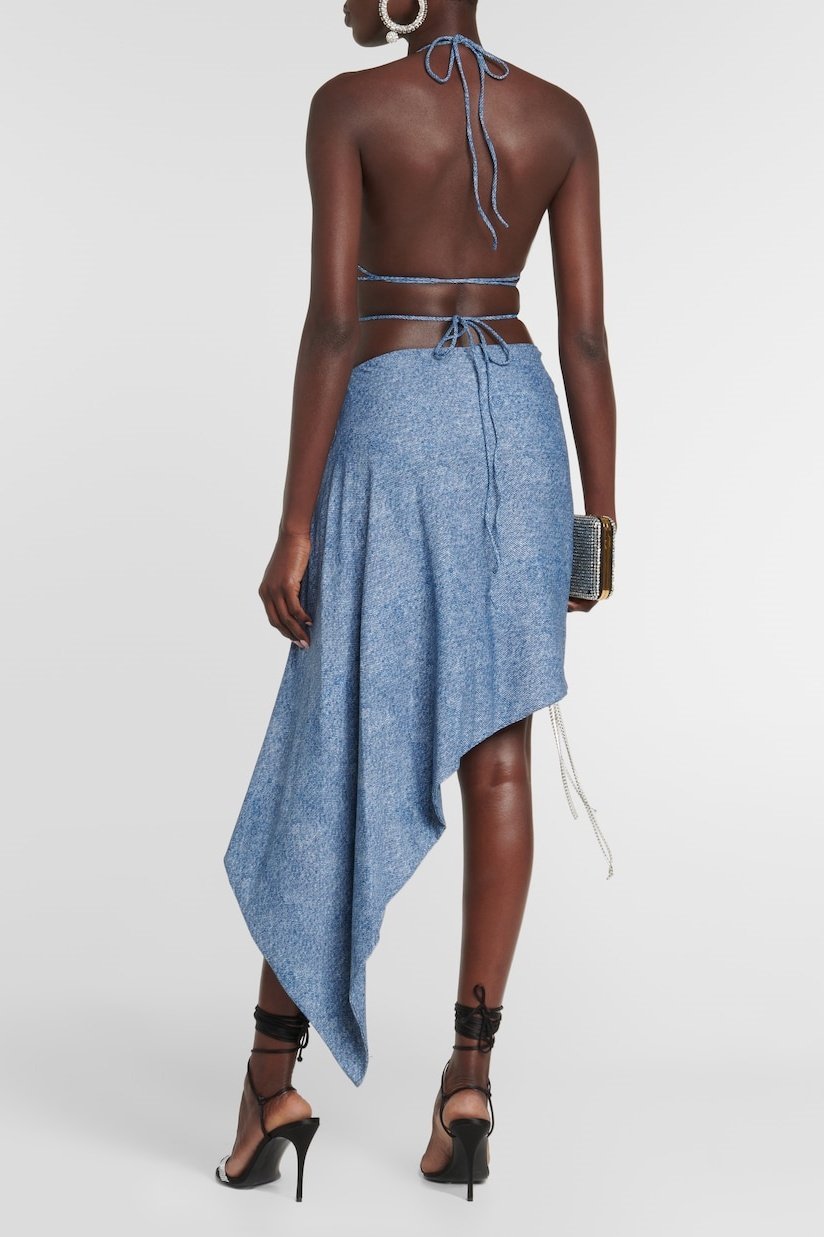 Joan Floral Denim Üç Parçalı Yüzme Seti