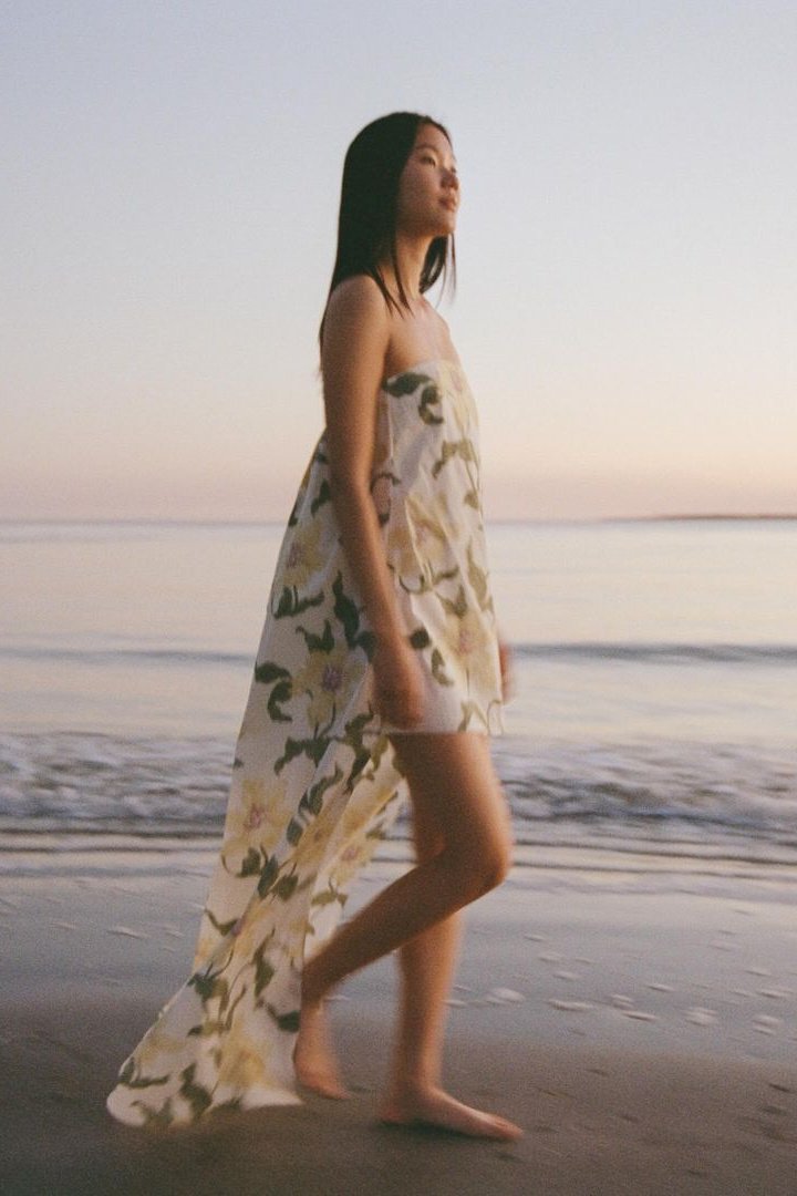 Ella Çiçek Baskılı Straplez Mini Elbise