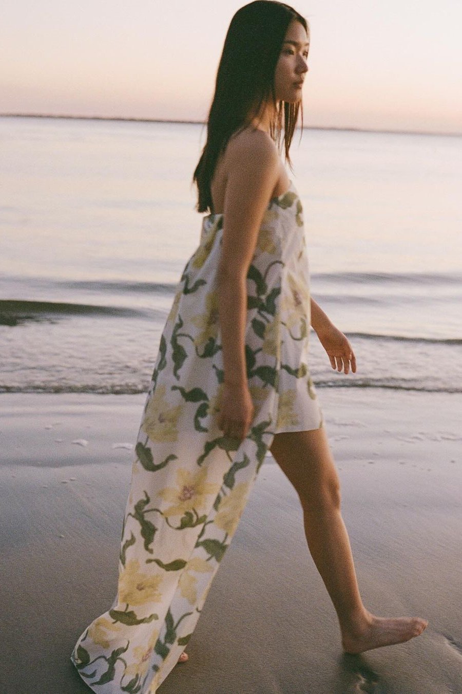 Ella Çiçek Baskılı Straplez Mini Elbise