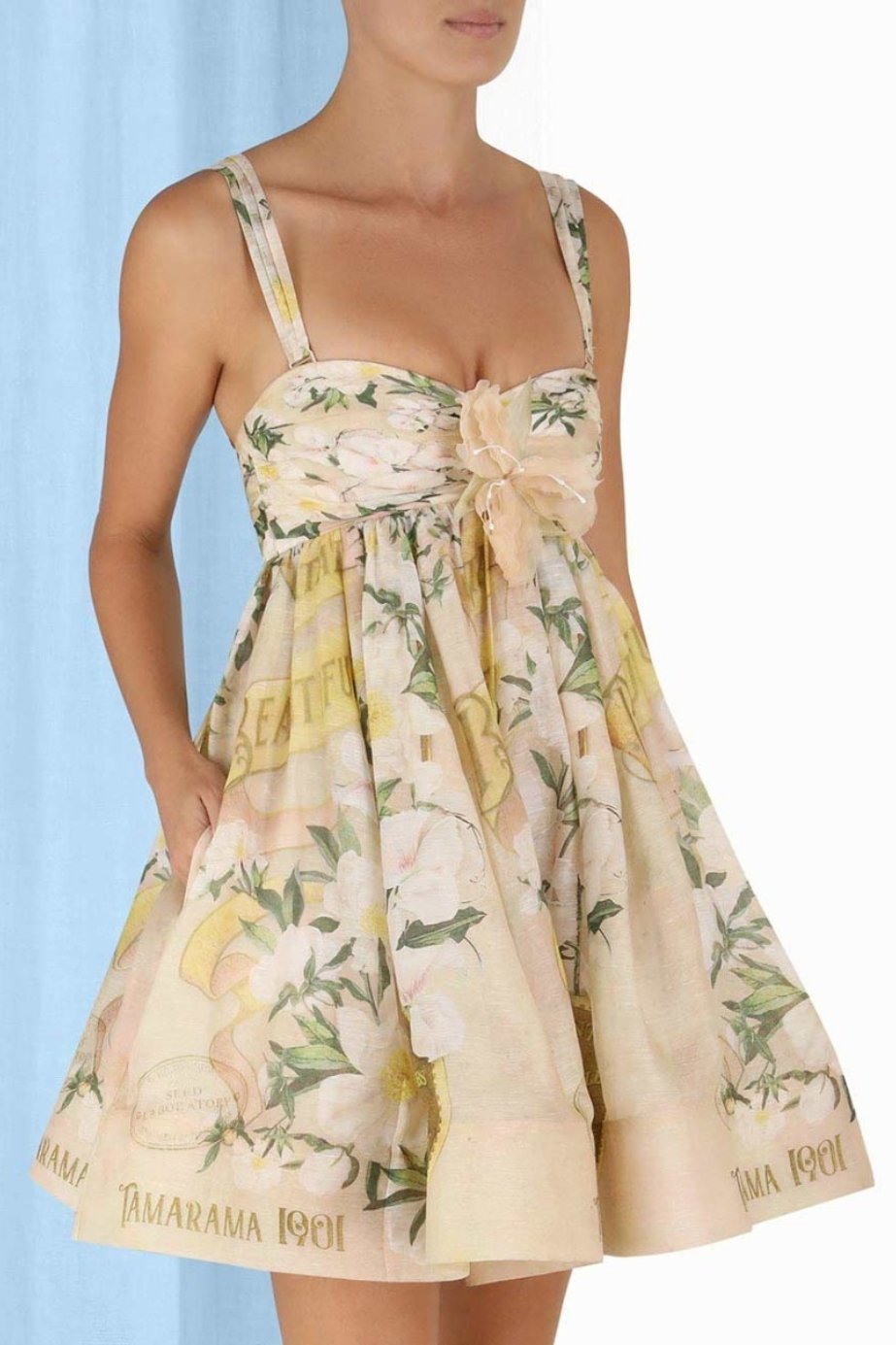 Eula Baskılı Çiçek Desenli Mini Elbise