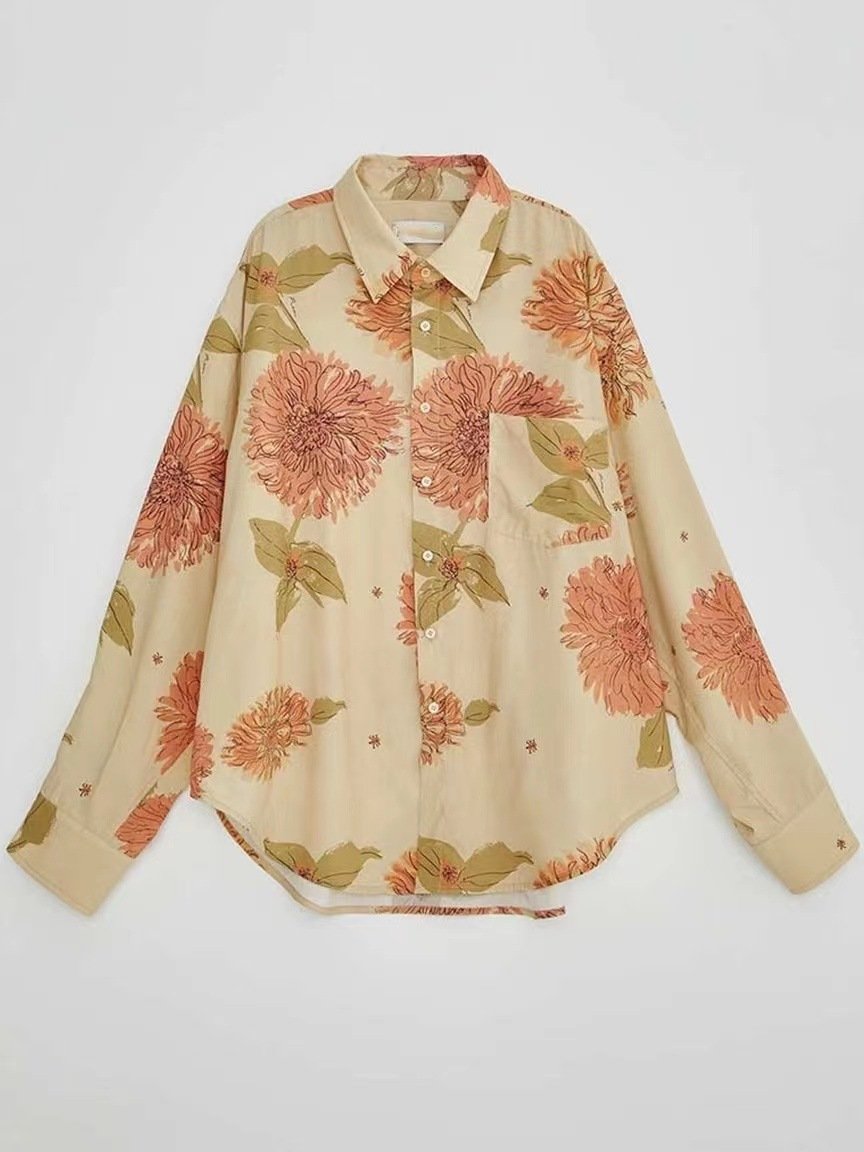 Rhoda Boyalı Çiçekli Bol Kesim Bluz