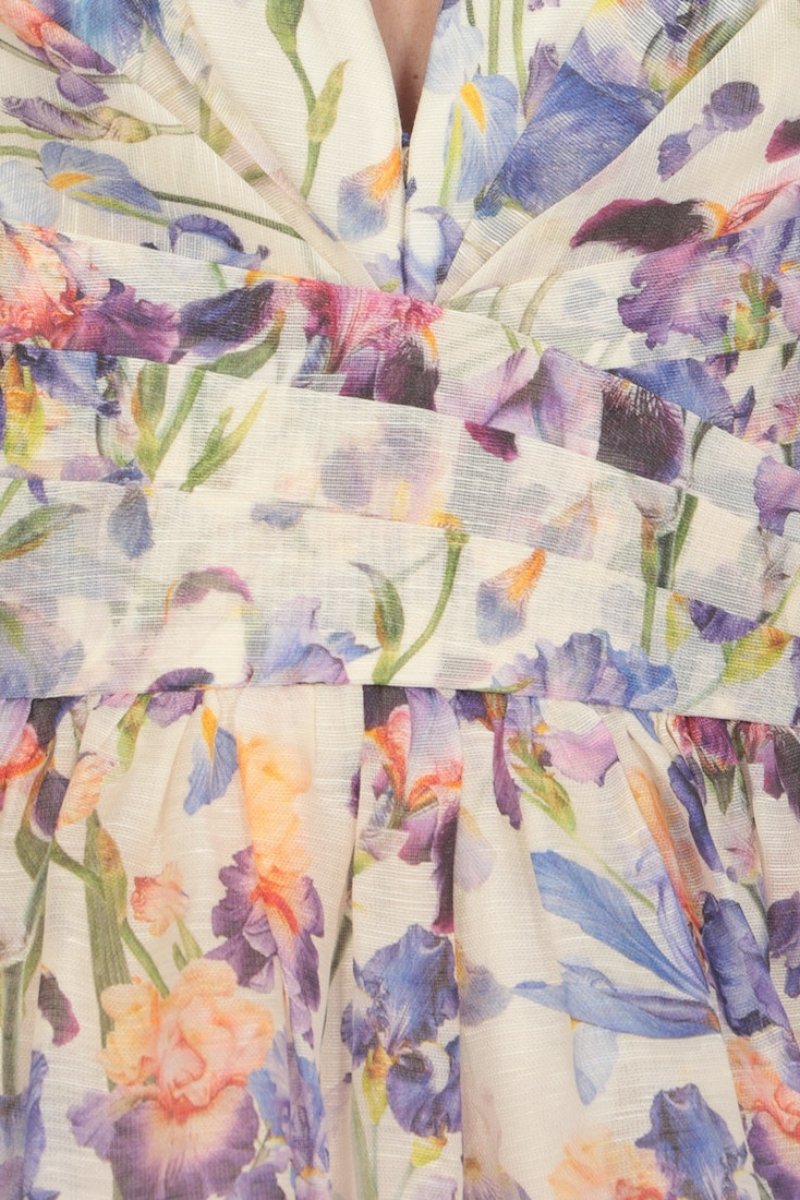 Elsie Baskılı V Yaka Mini Elbise