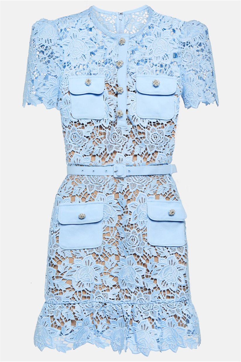 Renata Çiçek İşlemeli Dantel Mini Elbise