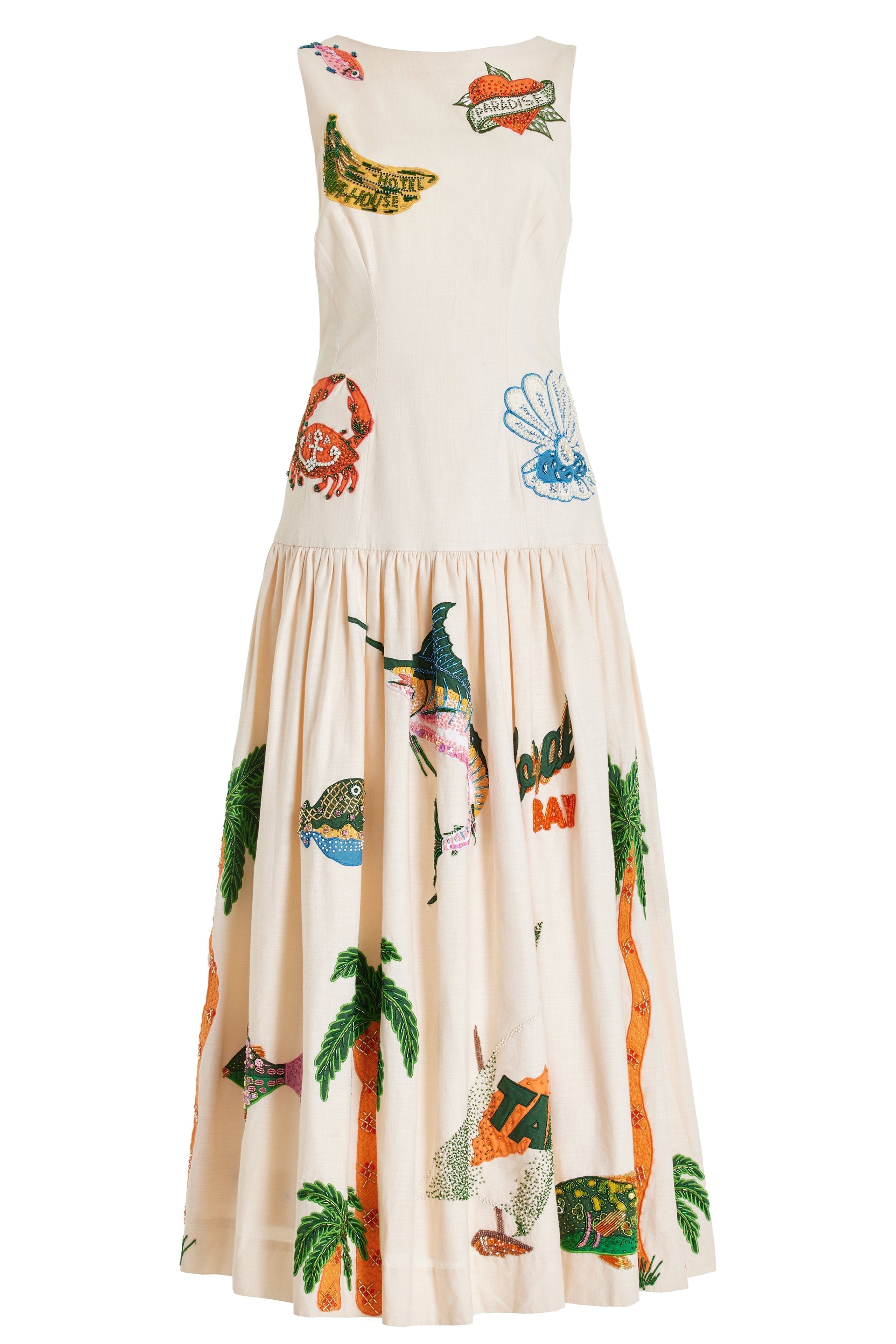 Polly Nakışlı Kolsuz Midi Elbise