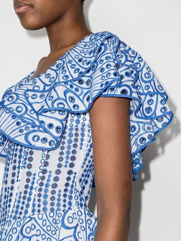 Dolly İşlemeli Dantel Fırfırlı Korse Flare Mini Elbise