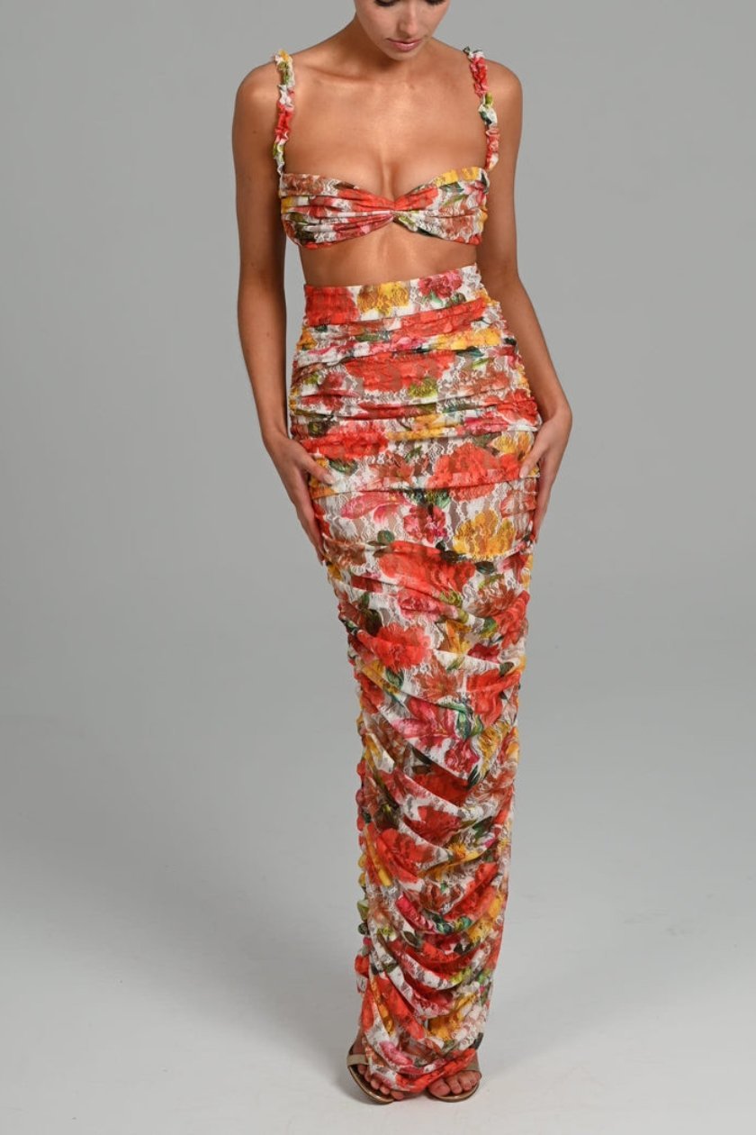 Judith Baskılı Fırfırlı Dantel Set