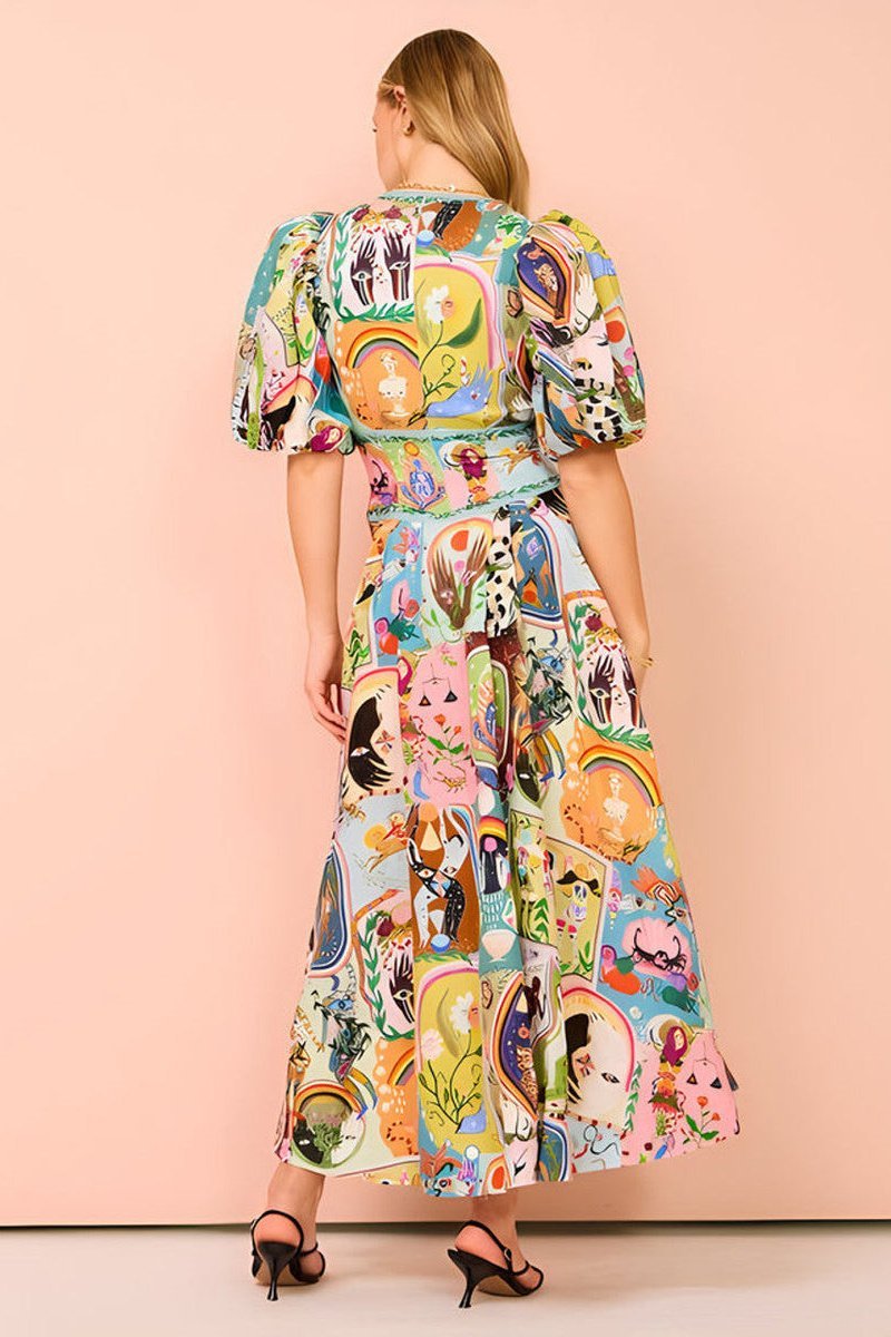 Juliana V Yaka Puf Kol Midi Elbise