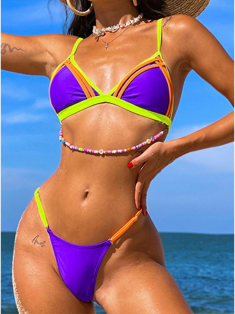 Kay Kontrast Renk Bloklu Bikini