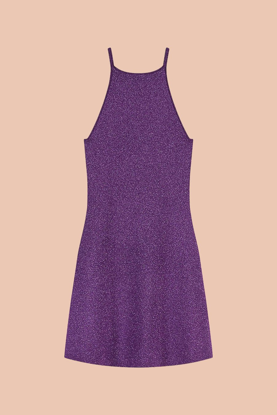 Kay Boyundan Bağlamalı Simli Triko Mini Elbise