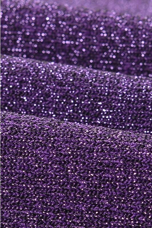 Kay Boyundan Bağlamalı Simli Triko Mini Elbise