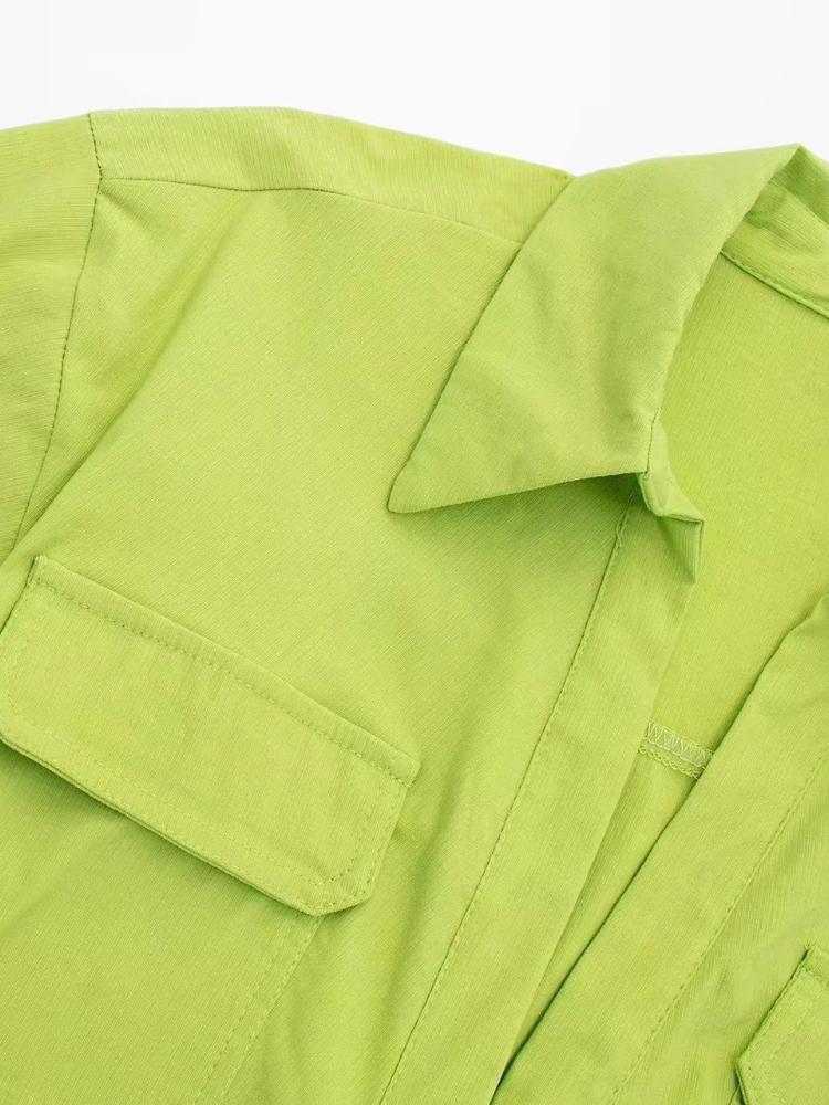 Kay Bükümlü Crop Keten Bluz