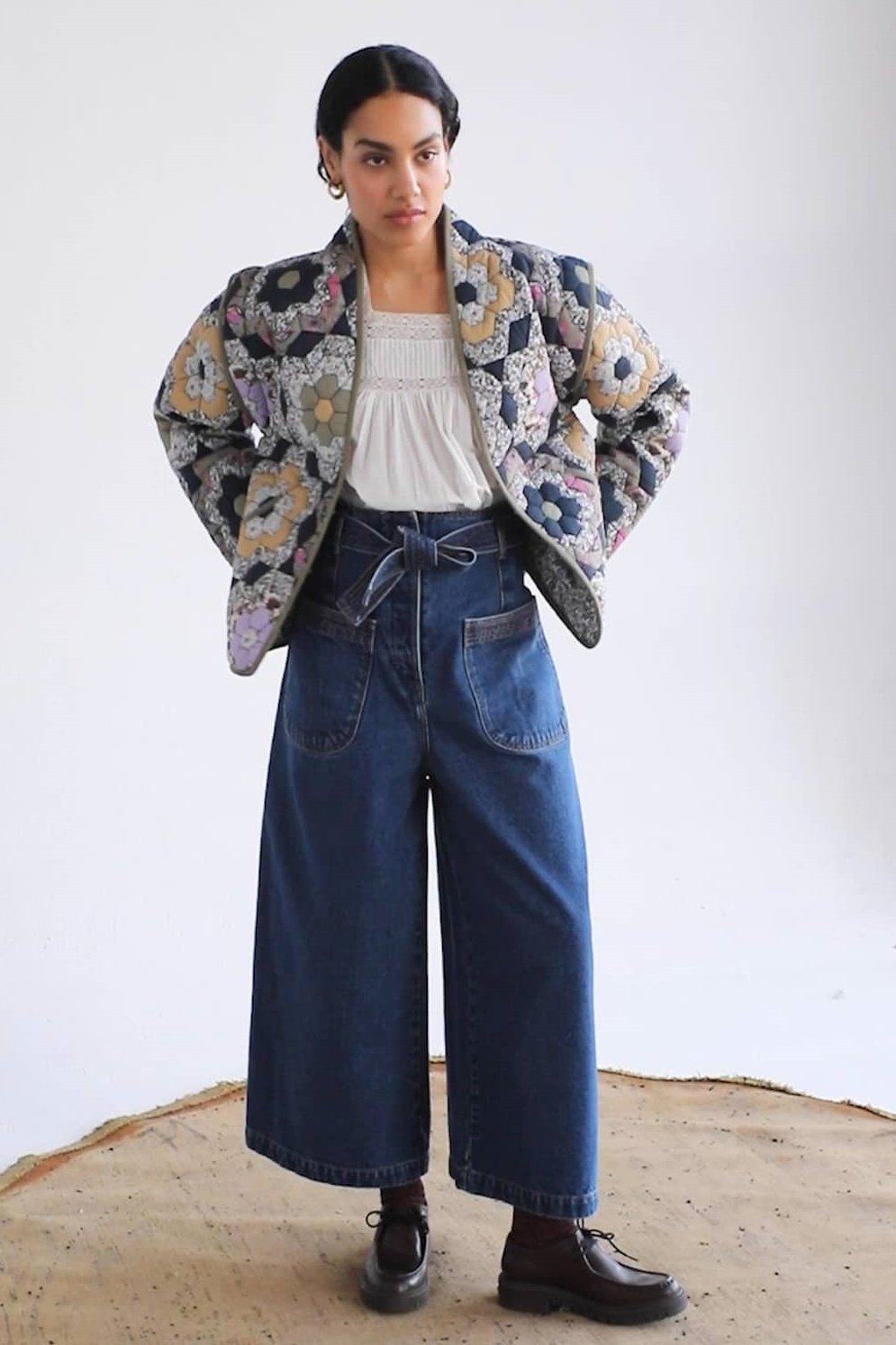 Kaylani Çiçek Baskılı Cabrio Kapitone Ceket