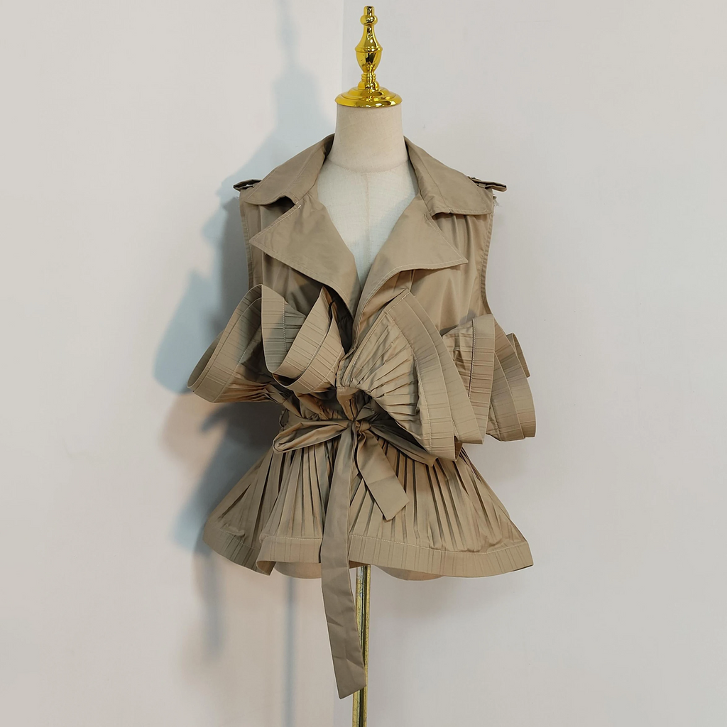 Pileli Volanlı Bağcıklı Ceket