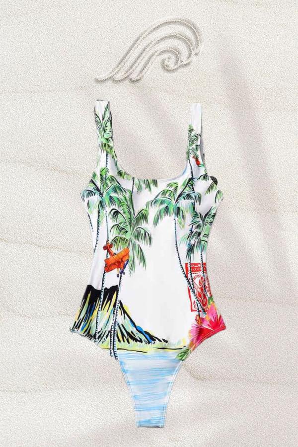 Lara Palmiye Baskılı Sırtı Açık Mayo