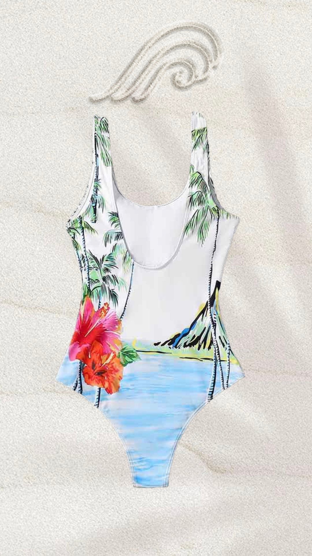 Lara Palmiye Baskılı Sırtı Açık Mayo