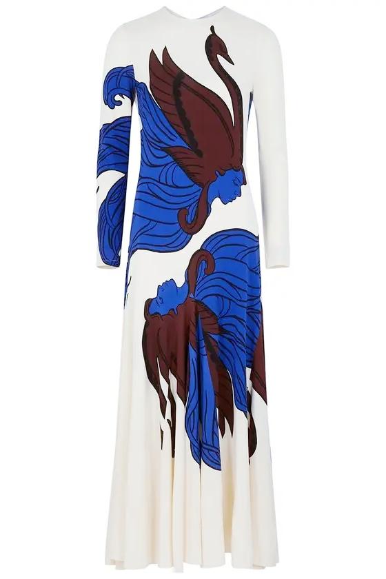 Defne Baskılı Flare Midi Elbise