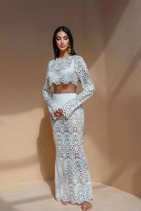 Lena Çiçekli Oymalı Set