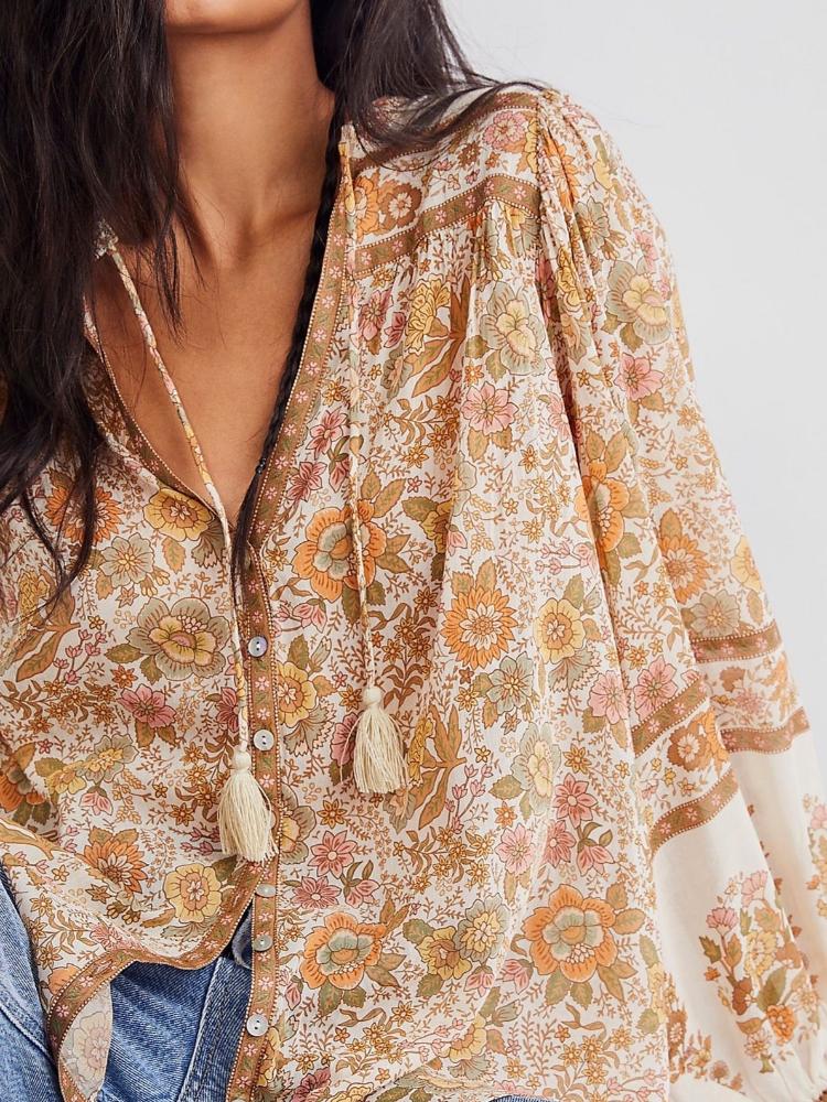 Libby Baskılı Püskül Fiyonklu Bluz