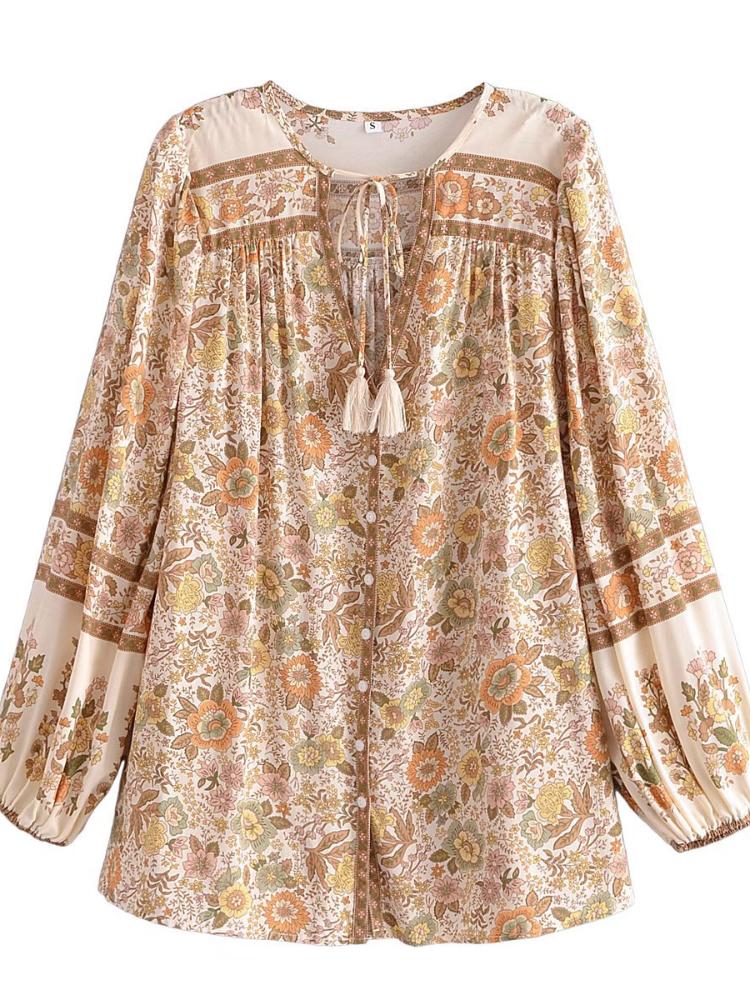 Libby Baskılı Püskül Fiyonklu Bluz