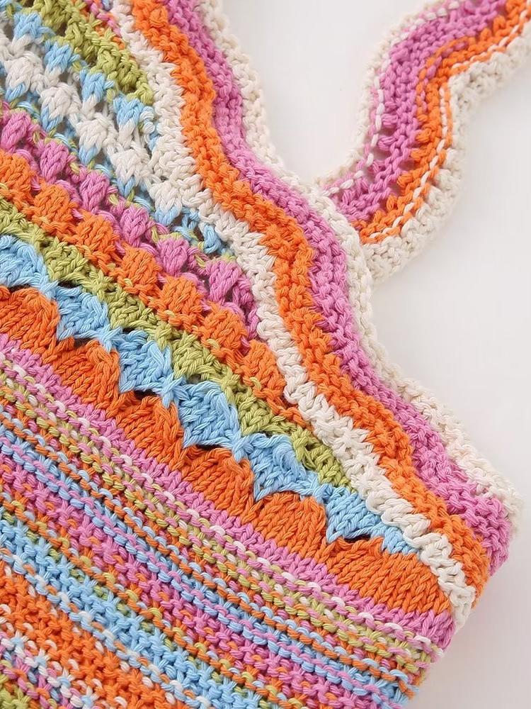 Livia Çizgili Boyundan Bağlamalı Triko Üst