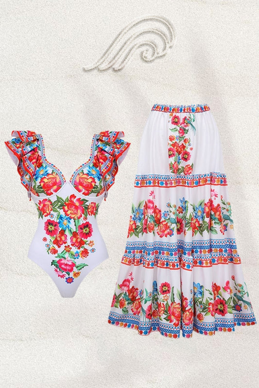 Livia Vintage Çiçek Baskılı İkili Yüzme Takımı