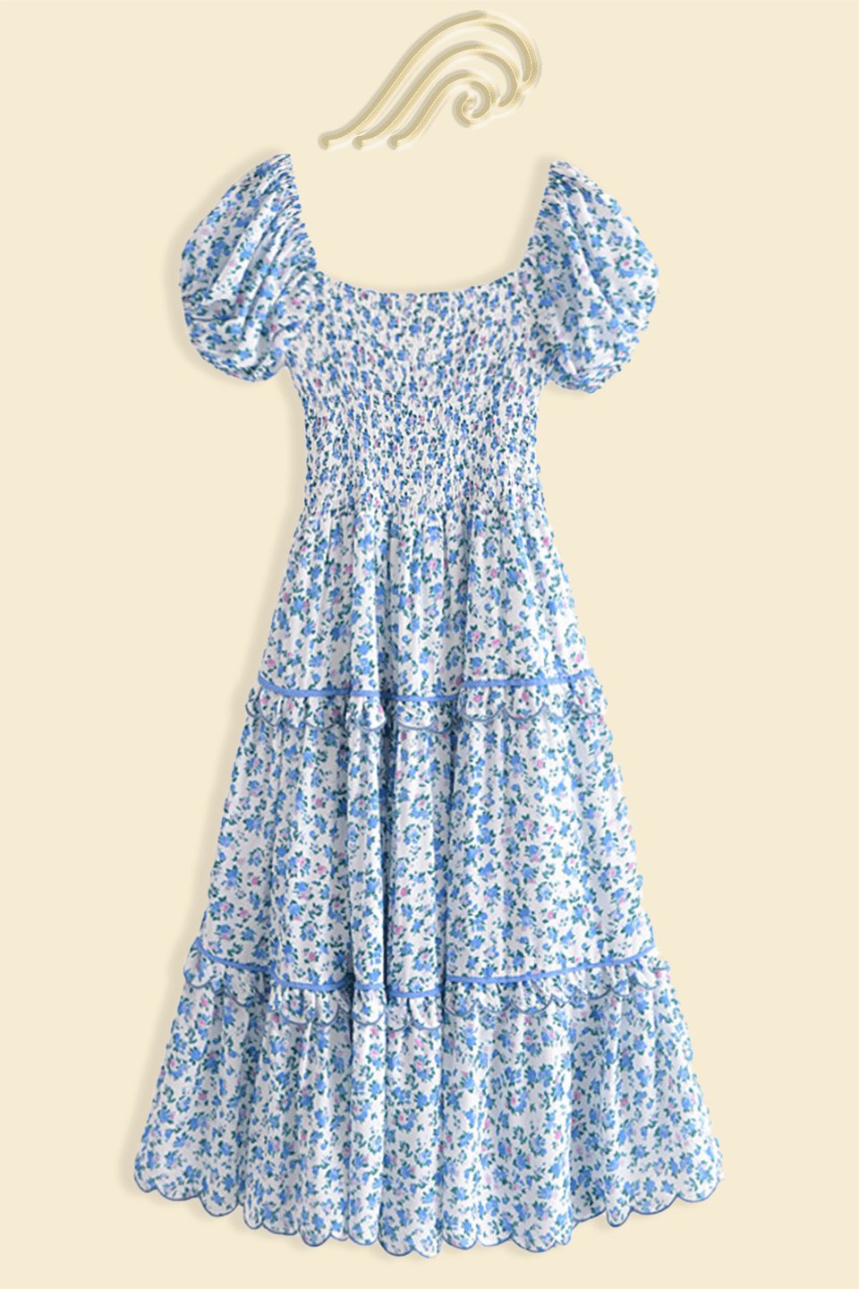 Liz Baskılı Büzgülü Korsajlı Midi Elbise