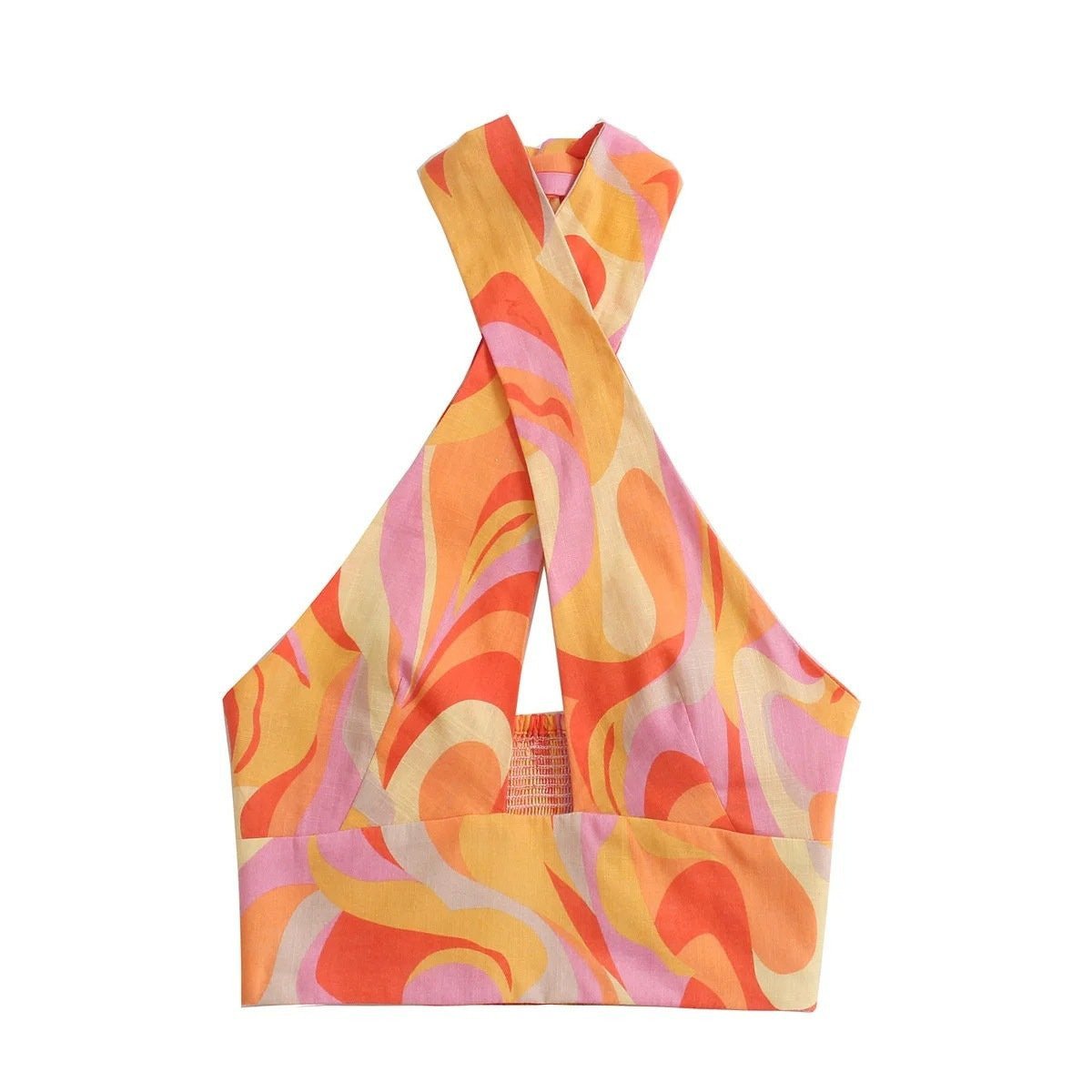 Lorna Baskılı Çapraz Boyundan Bağlı Bluz