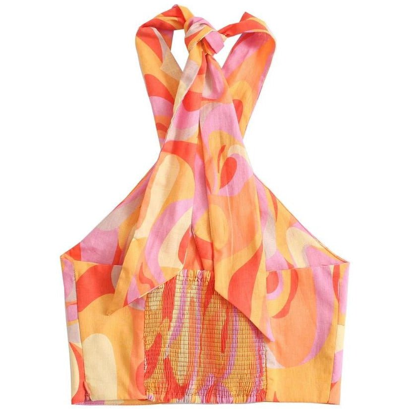 Lorna Baskılı Çapraz Boyundan Bağlı Bluz