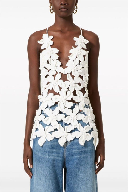 Lorraine Çiçek Aplikeli V Yaka Üst