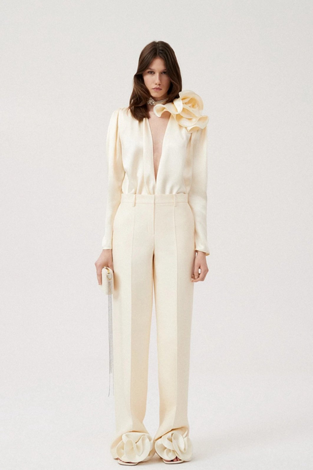 Lorraine Çiçek Saten Dökümlü Bluz