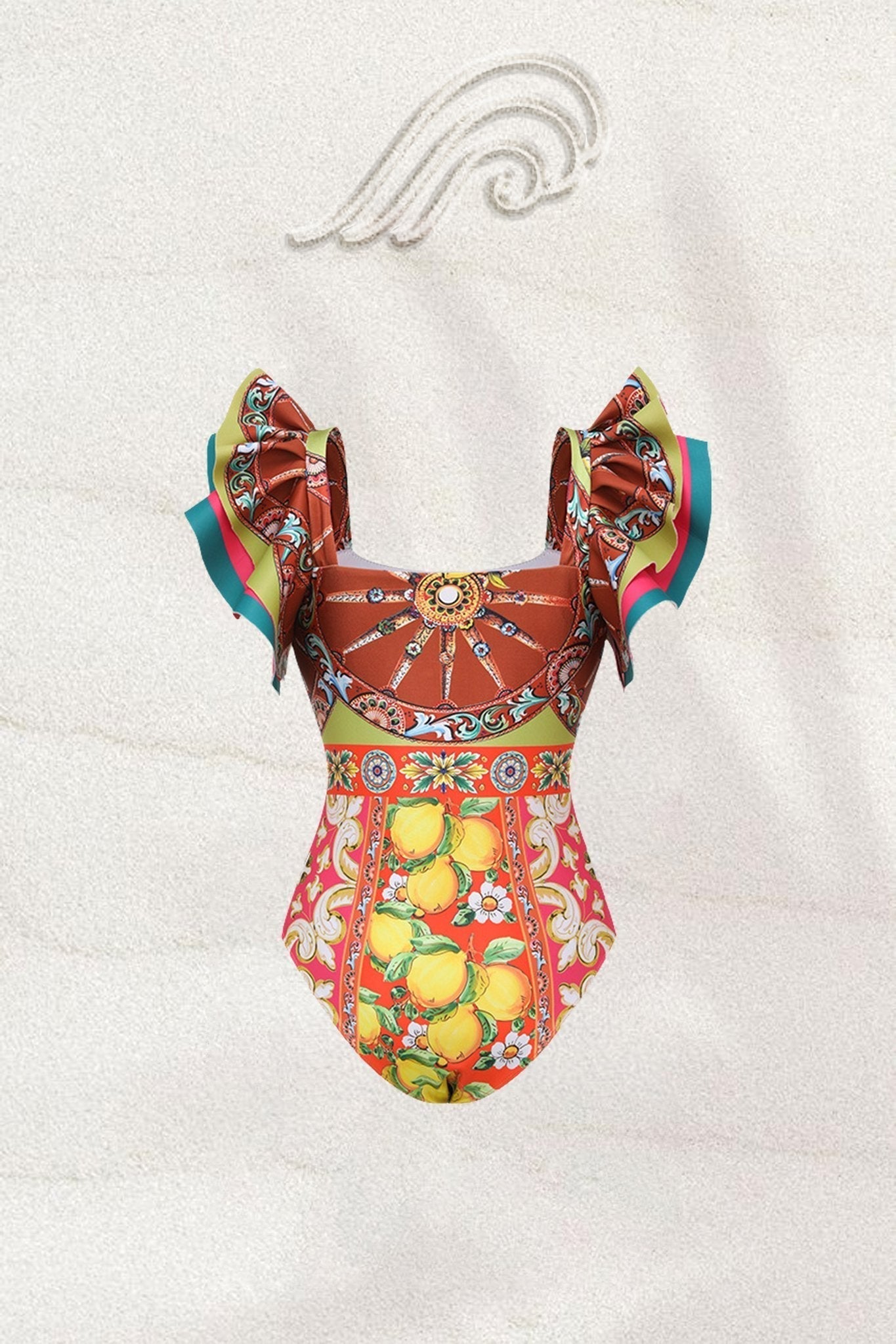 Lucinda Baskılı Fırfır İkili Yüzme Seti