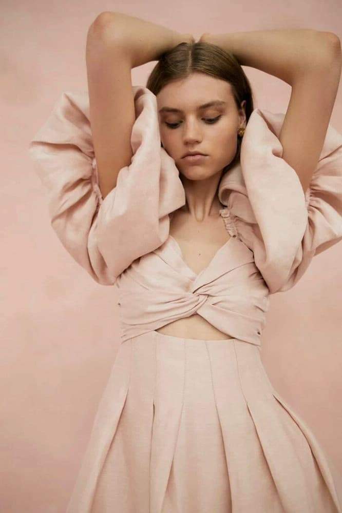 Lydia Puf Kol Düğümlü Mini Elbise