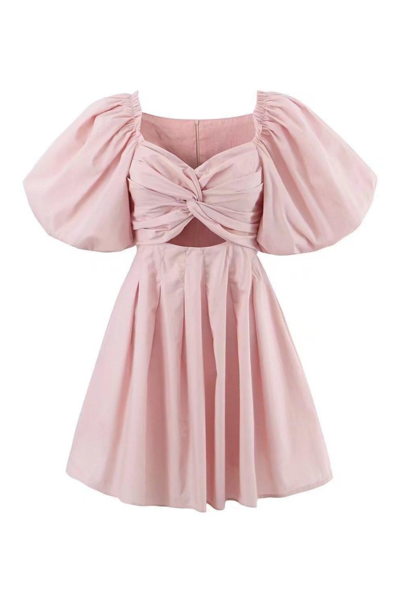 Lydia Puf Kol Düğümlü Mini Elbise