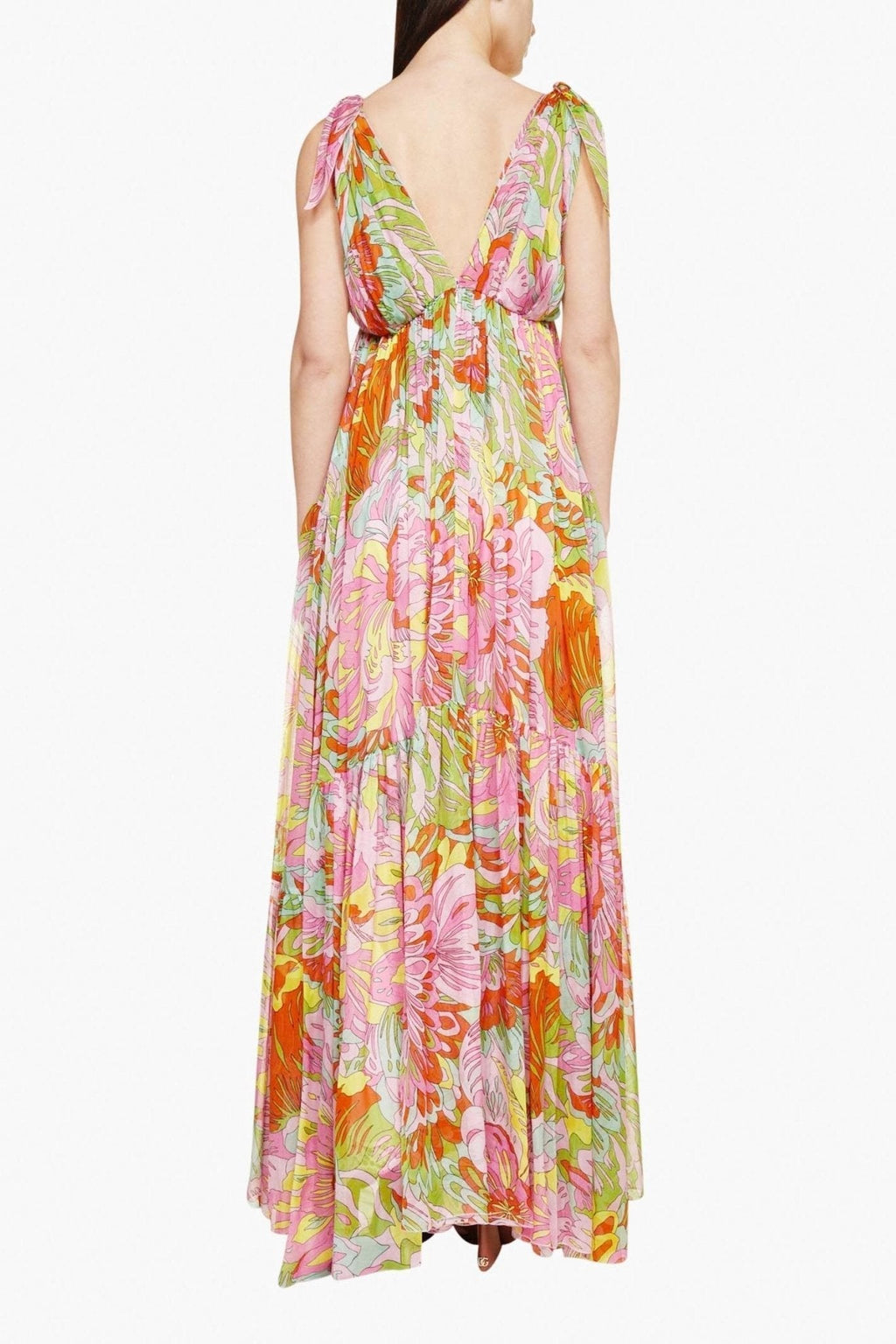 Lyuba Baskılı V Yaka Maxi Elbise