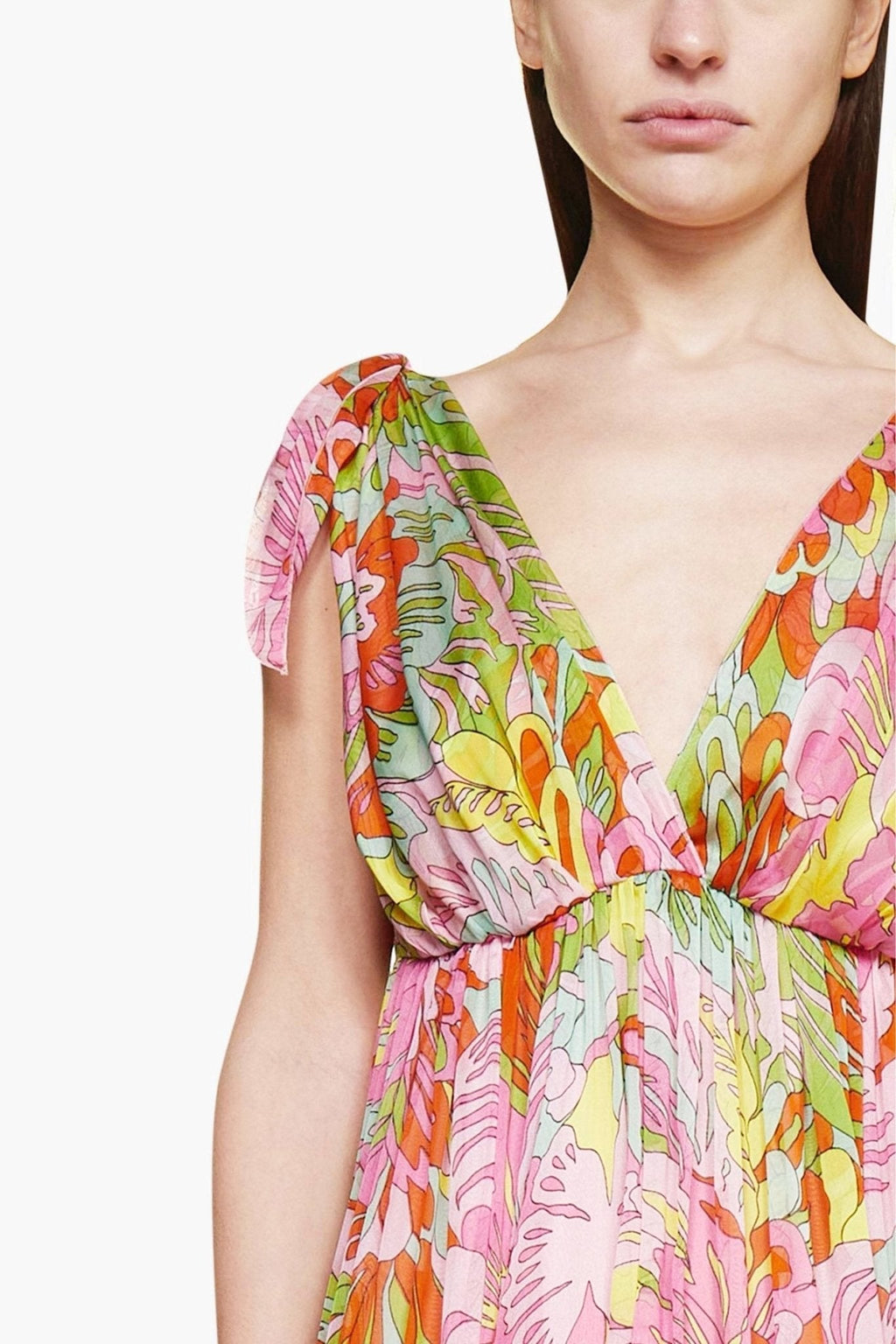 Lyuba Baskılı V Yaka Maxi Elbise