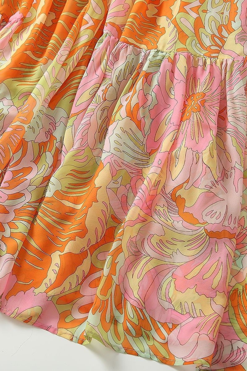 Lyuba Baskılı V Yaka Maxi Elbise