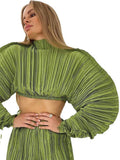 Mabel Plisse Batwing Kol Crop Top
