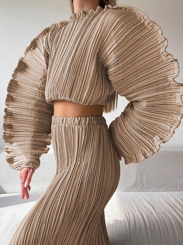 Mabel Plisse Batwing Kol Crop Top