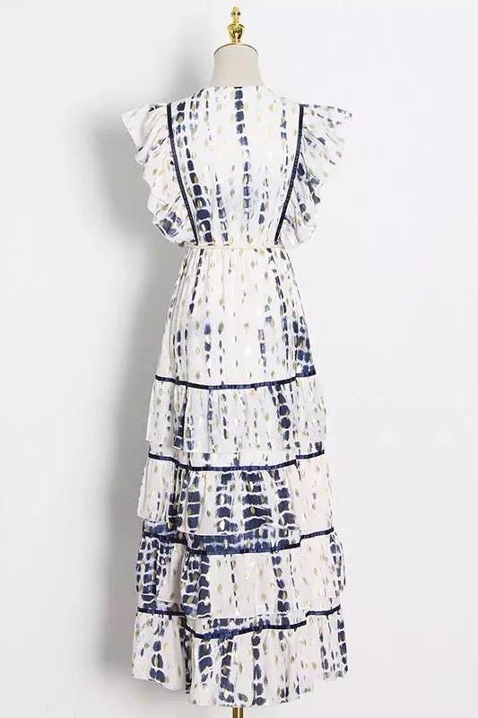 Madeline Batik Fırfırlı Mini Elbise