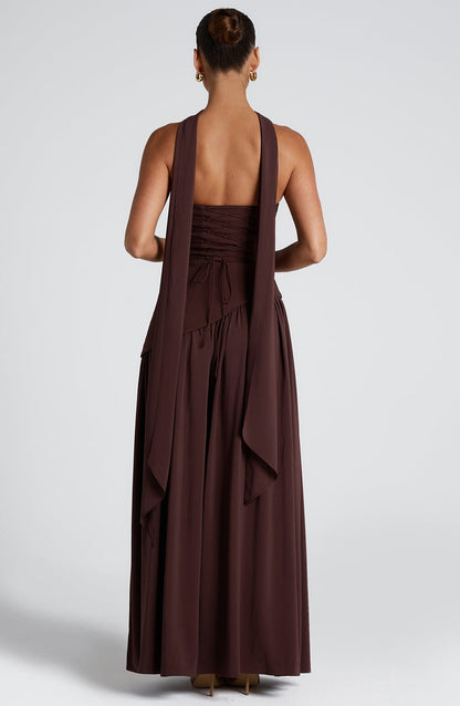 Maliyah Maxi Elbise - Kahverengi