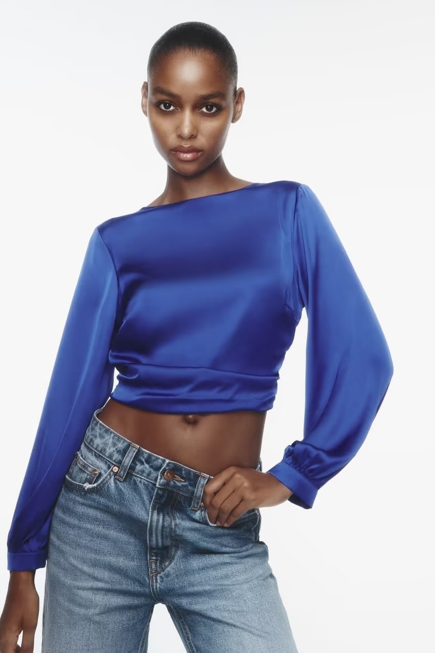 Martha Sırtı Açık Saten Üst