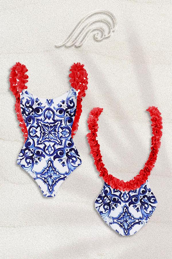 Martha Baskılı Büzgülü İkili Yüzme Takımı