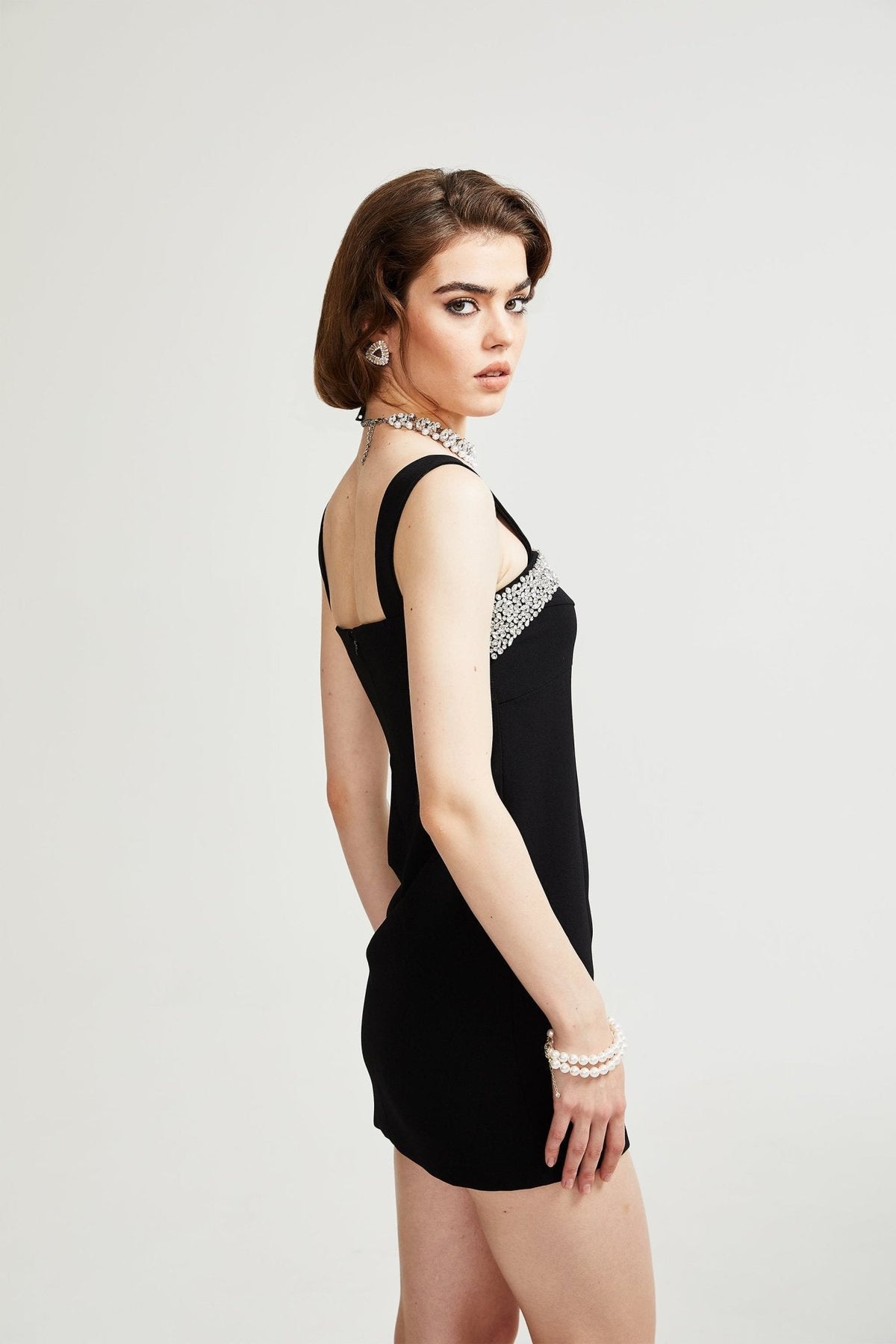 Mathilde siyah mini elbise