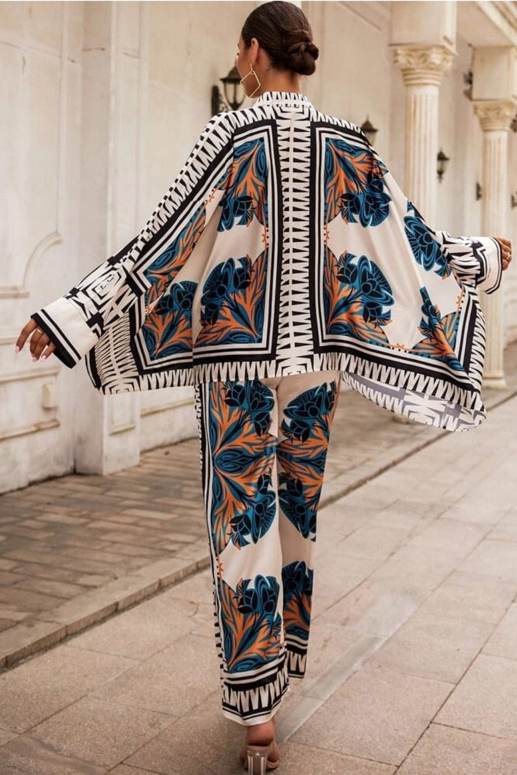 Maura Saten Çiçek Baskılı Takım