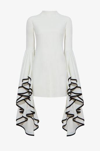 Maxine Kontrast Kolu Volanlı Mini Elbise